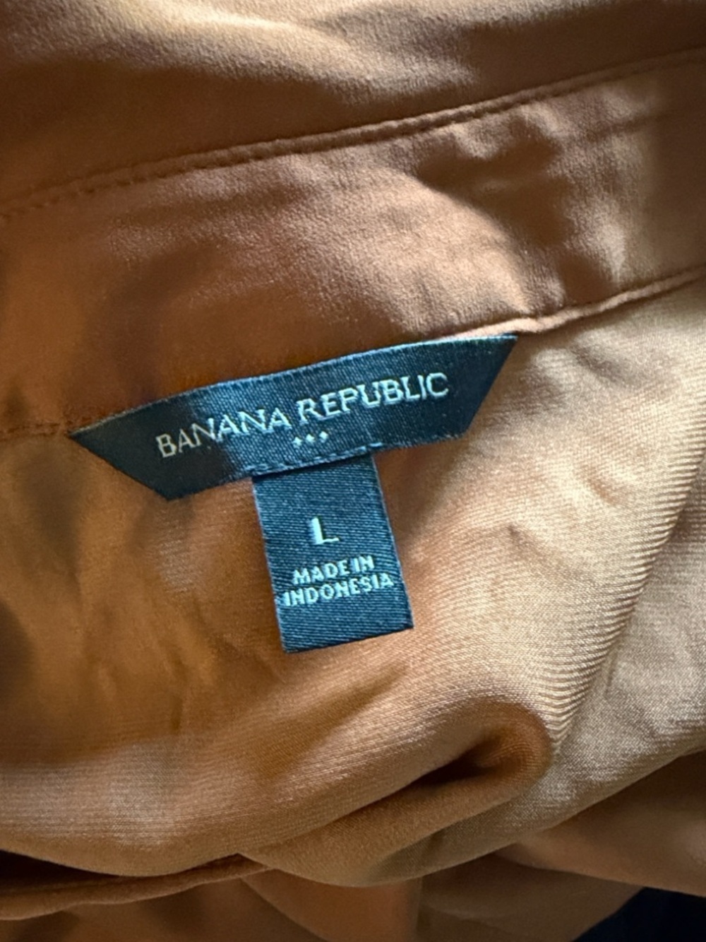 Banana Republic Satin Shirt Dress – Rust Brown – Tie Waist – Size L - Picture 2 of 5